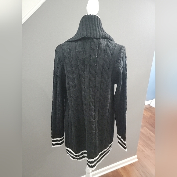 John+ Jenn Open Knit Cable Cardigan Pockets Oversized Small - Picture 5 of 7